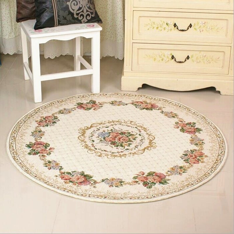 UKELER Luxury Soft Rustic Floral Area Rugs Washable Elegant Non Slip Accent Floor Rugs Carpet for Bedroom Kids Play Mat,3'x3' - Image 1